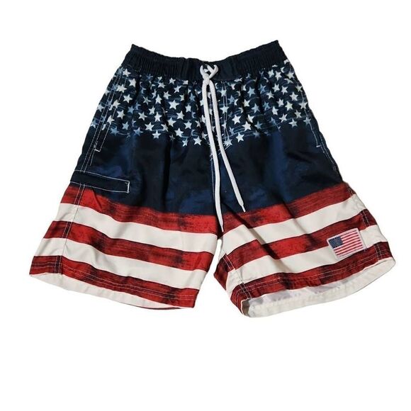 Exist Swim Men's Size Small Red White Blue American Flag Swim Trunks - Picture 1 of 3